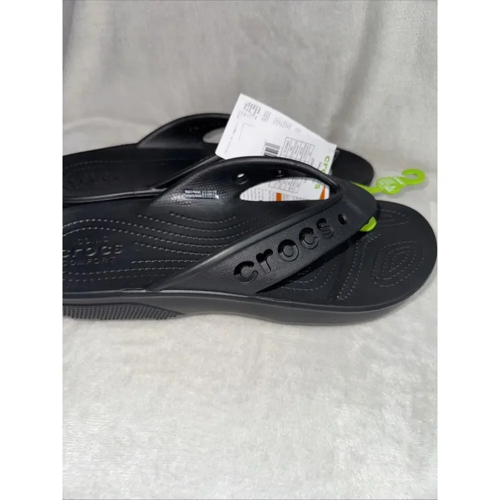 CROCS NEW Baya II Flip Mens 10 Womens 12 Black Comfort Flip Flops Sandals Beach
